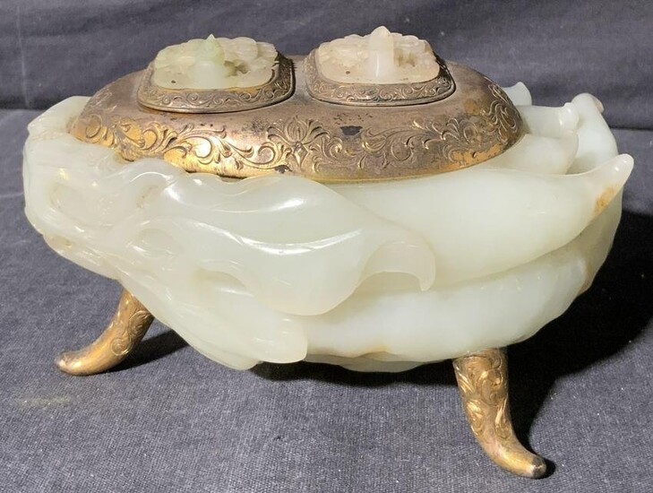 Asian Style Stone Double Inkwell