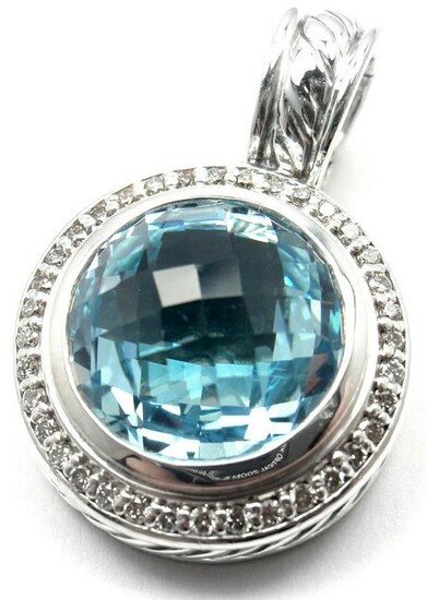 Authentic! David Yurman Blue Topaz Diamond Sterling