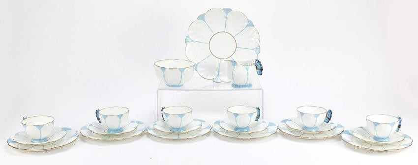 Aynsley six place tea service with butterfly wing