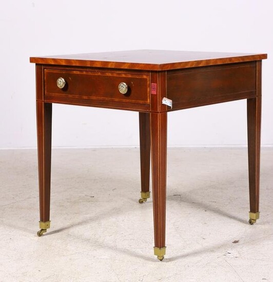 Baker mahogany inlaid one drawer side table