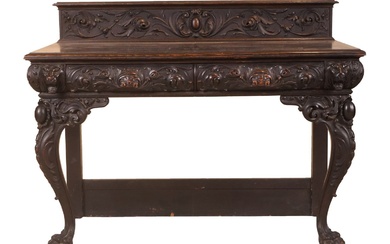 Baroque Style Carved Walnut Sideboard
