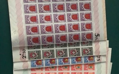 Belgium 1940 - First Winter Aid issue - Coats of arms of provincial capitals, in sheets of one hundred with centre - OBP / COB 538-546