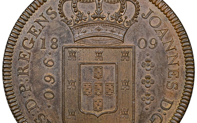 Brazil: , João Prince Regent copper Proof Pattern 960 Reis 1809-R PR62 Brown NGC,...