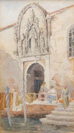 British School, mid-late 19th century- Venice, entrance to Corte Nuova, Fundamenta dell'Abbazia Cannaregio; watercolour, 19.5 x 11 cm