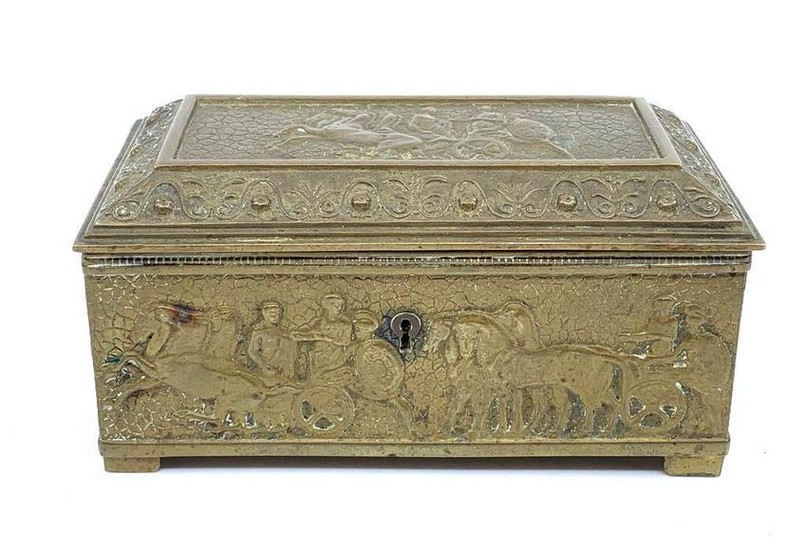 Bronze Classical Motif Desk Box, Early 20thc.