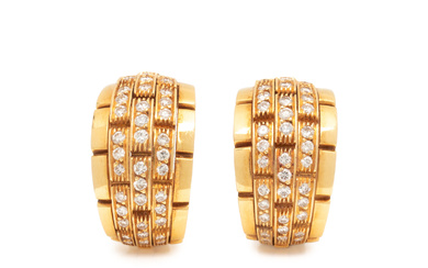 CARTIER, YELLOW GOLD AND DIAMOND 'MAILLON PANTHÈRE' CLIP EARRINGS