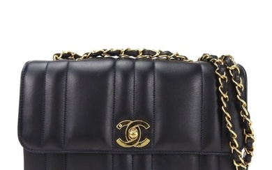 CHANEL Chain Shoulder Bag Mademoiselle Handbag No. 3 A05292 Lambskin Navy Coco Mark Chic Ladies