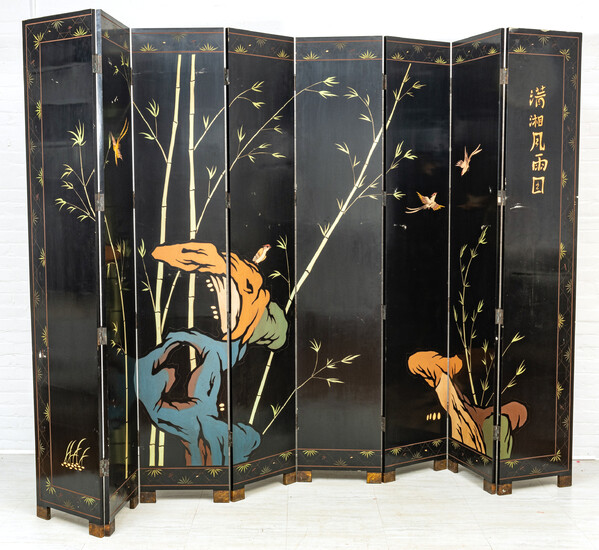 CHINESE COROMANDEL LACQUER EIGHT PANEL SCREEN, 20TH C., H 94.5", W 144" (TOTAL)