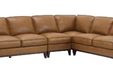 CONTEMPORARY BROWN LEATHER SECTIONALSOFA