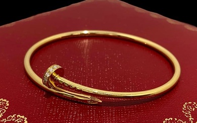 Cartier 18K Yellow Gold & Diamonds Juste Un Clou Bracelet Size 16
