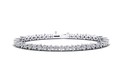 Certified 4.4 ctw diamond tennis bracelet - 14k White Gold