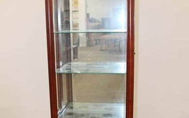 Cherry finish traditional style side loading glass shelf curio display cabinet