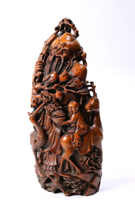 Chinese Bamboo Carving of Shoulao