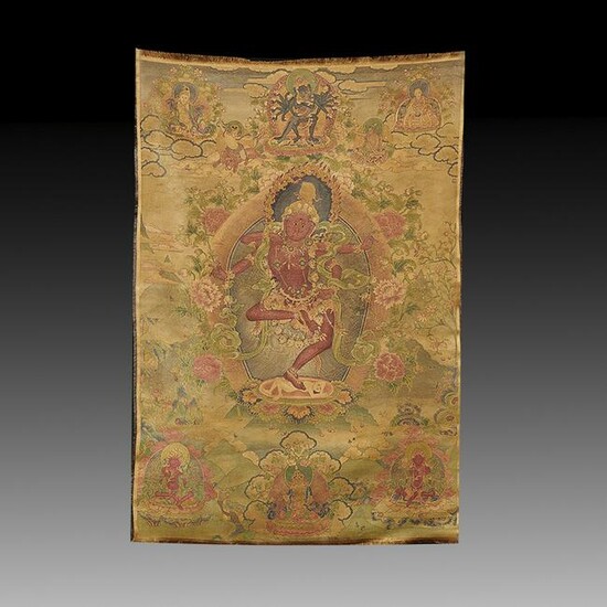 Chinese Embroidered Silk Tibetan Thangka