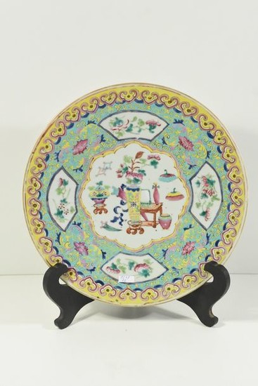Chinese plate 19th century interior garden decoration (Ø...