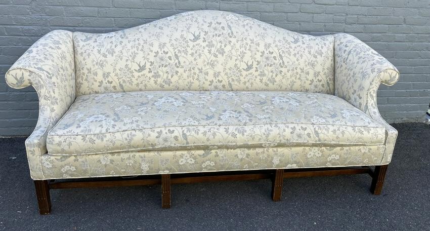 Chippendale Style Upholstered Camelback Sofa