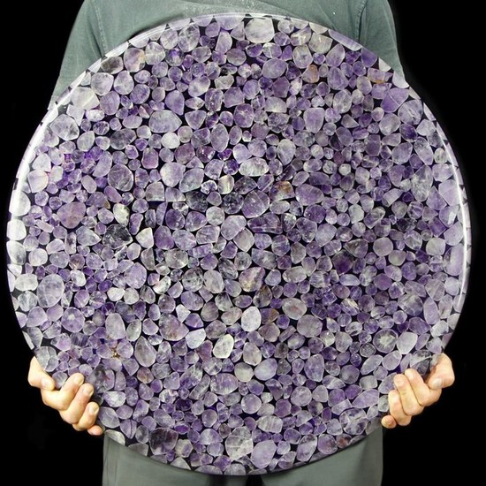Coffee table, Top - Amethyst (purple quartz variety) - 600 × 600 × 20 mm - 12.5 kg