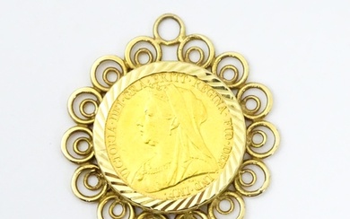 Coin A Victoria 1897 gold sovereign, Melbourne Mint, mounte...