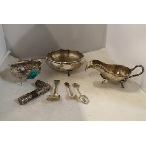 Collection of Continental Silver Bowl & Spoon, many marked 8...