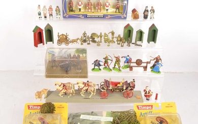 Collection of mixed plastic metal and resin Figures Canons Stage Coaches and other related items by various makers