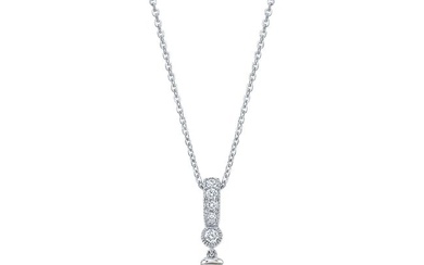 Cultured Pearl And Diamond Dangle Pendant With Prong-set Bail And Bezel Accent In 14k White Gold