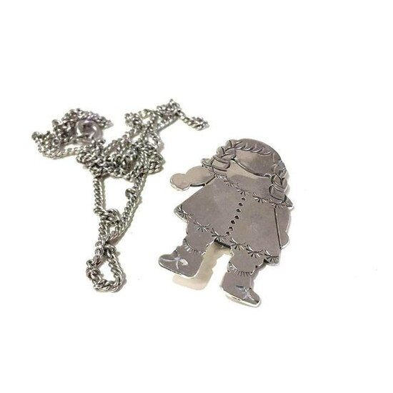 Darling Rag Doll Sterling Silver Pin with Necklace