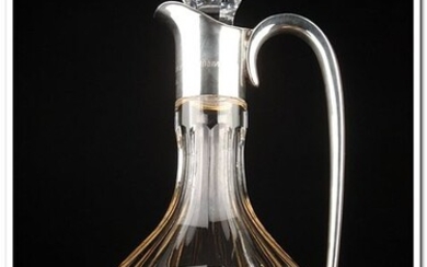 Decanter, A decanter with silver fittings - .925 silver - Gebruder Kuhn - Germany - First half 20th century