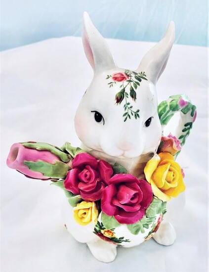 Decorative Hand Painted Floral Porcelain Bunny