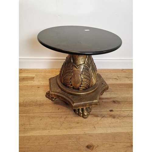 Decorative gilt wood occasional table with marble top raised...
