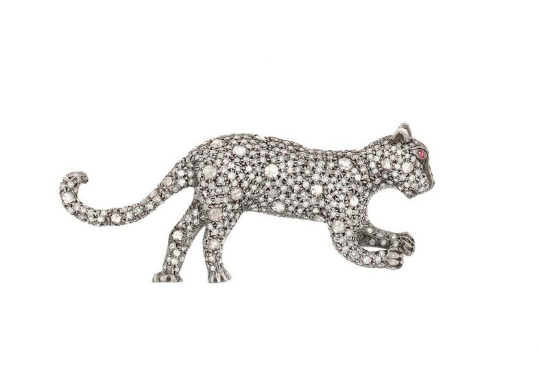 Diamond and Ruby "Panther" Brooch