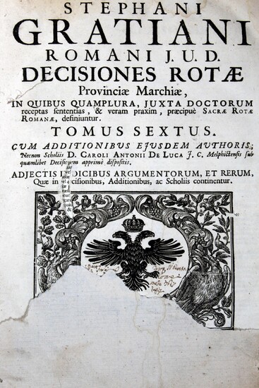 Disceptationium forensium Judiciorum di Stefano Graziani, Venezia, 1699, Vol. VI