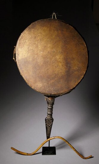 Drum (1) - Wood, animal skin, rattan - Nepal - Mid 20th century