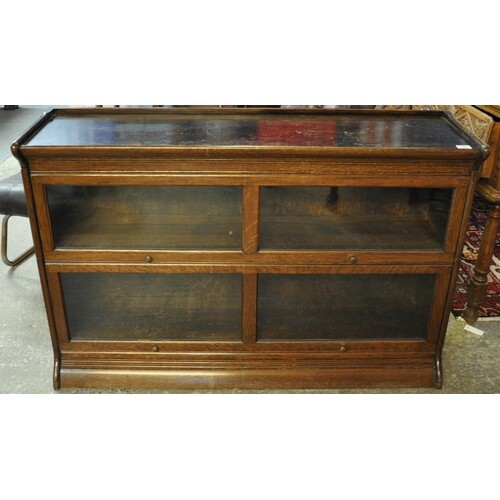Early 20th Century oak two sectional Wernicke type bookcase,...
