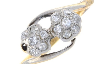 Early 20th century diamond double floral cluster ring