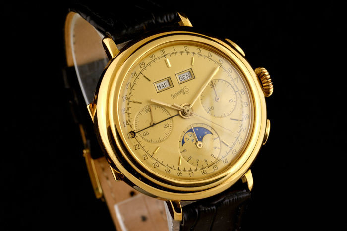 Eberhard & Co. - Rare Limited Triple Date Moonphase Chronograph Gold 18K- 32001/57 - Men - 1980-1989