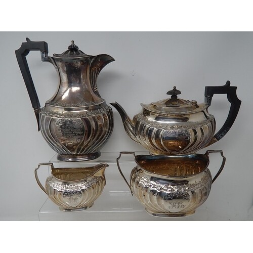 Edwardian Silver Four Piece Tea Service, Comprising Teapot, ...