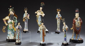 Eight Cloisonne Geisha's with flowers Provenance: from
