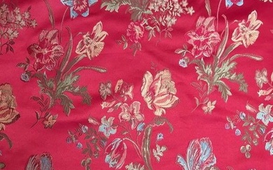 Elegante tessuto San Leucio rosso bordeaux floreale - Textile - 6 m - 1.5 m