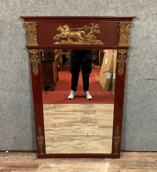 Empire trumeau mirror in lacquered and gilded wood circa 1880 - Empire Style - Gilt, Wood - 19th century