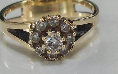 Engagement ring - 14 kt. Yellow gold White Diamond (Natural coloured) - Diamond