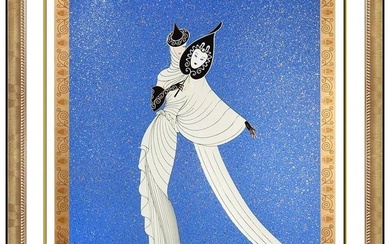 Erte Embossed Tanagra Color Serigraph Large Hand Signed Costume Fashion Artworkd