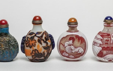Estate Chinese Overlay Glass Snuff Bottles