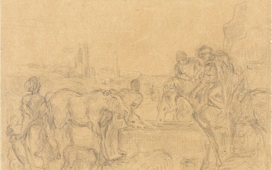 Eugène Delacroix Charenton-Saint-Maurice,1798 - Paris, 1863 Halte de cavaliers arabes à l'abreuvoir