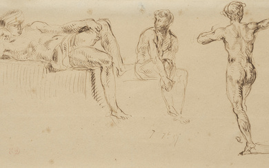 FERDINAND-VICTOR-EUGÈNE DELACROIX (CHARENTON-SAINT-MAURICE 1798-1863 PARIS) Étude de trois hommes nus