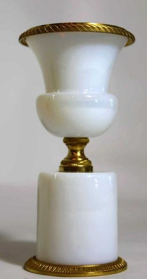 FRENCH BRONZE OPALINE GLASS DOUBLE VASE