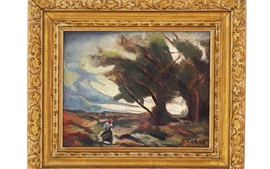 FRENCH LANDSCAPE OIL PAINTING BY CAMILLE COROT
