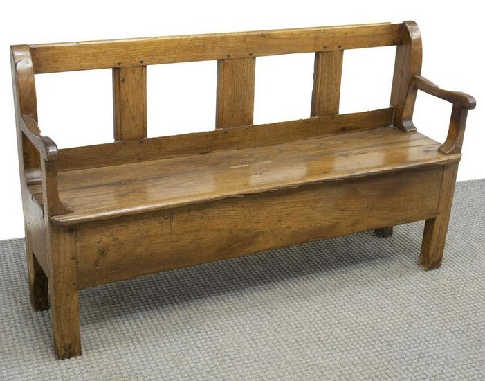 FRENCH PROVINCIAL RUSTIC OAK BENCH