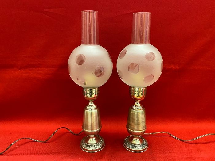 Fine silver lamps - .800 silver - Italy - mid 20th century
