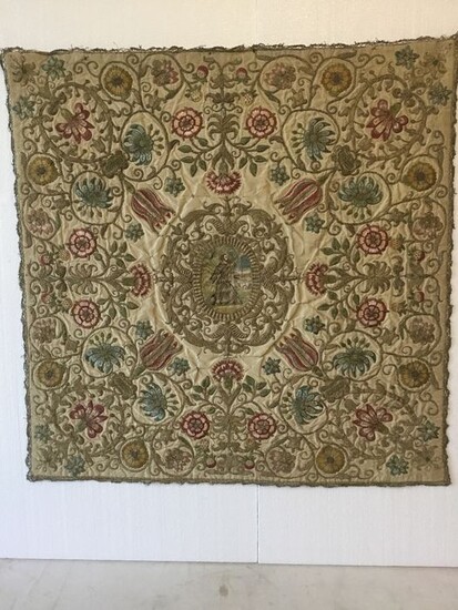 Flowered frontal wall of San Francesco receiving the stigmata - Silk, Textiles - 19th century