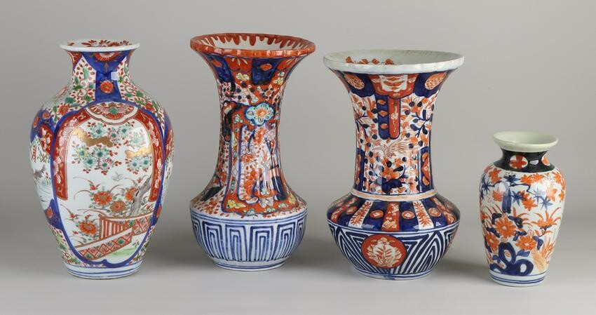 Four 19th century Japanese Imari porcelain vases with